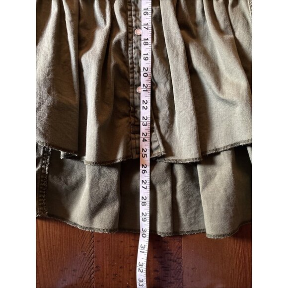 We The Free Green Baby Doll Dylan Heavy blouse Size Small Pearl Snaps in front - Picture 6 of 7